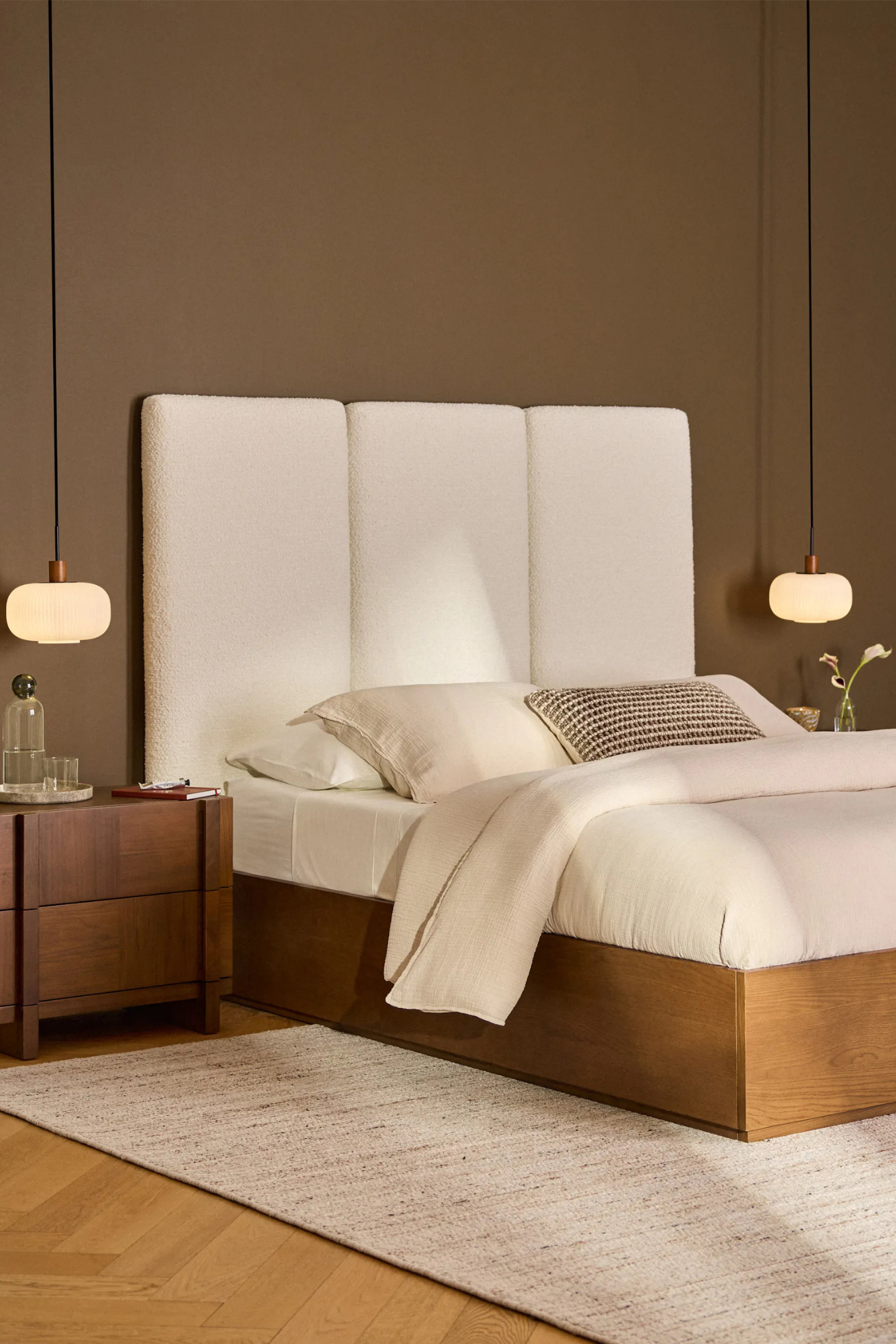 Article Noel Queen Tall Headboard - Lunaria White Bouclé