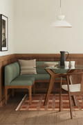 Article Rosin 55.75" Left Arm Banquette Set - Smoked Oak And Welsh Green