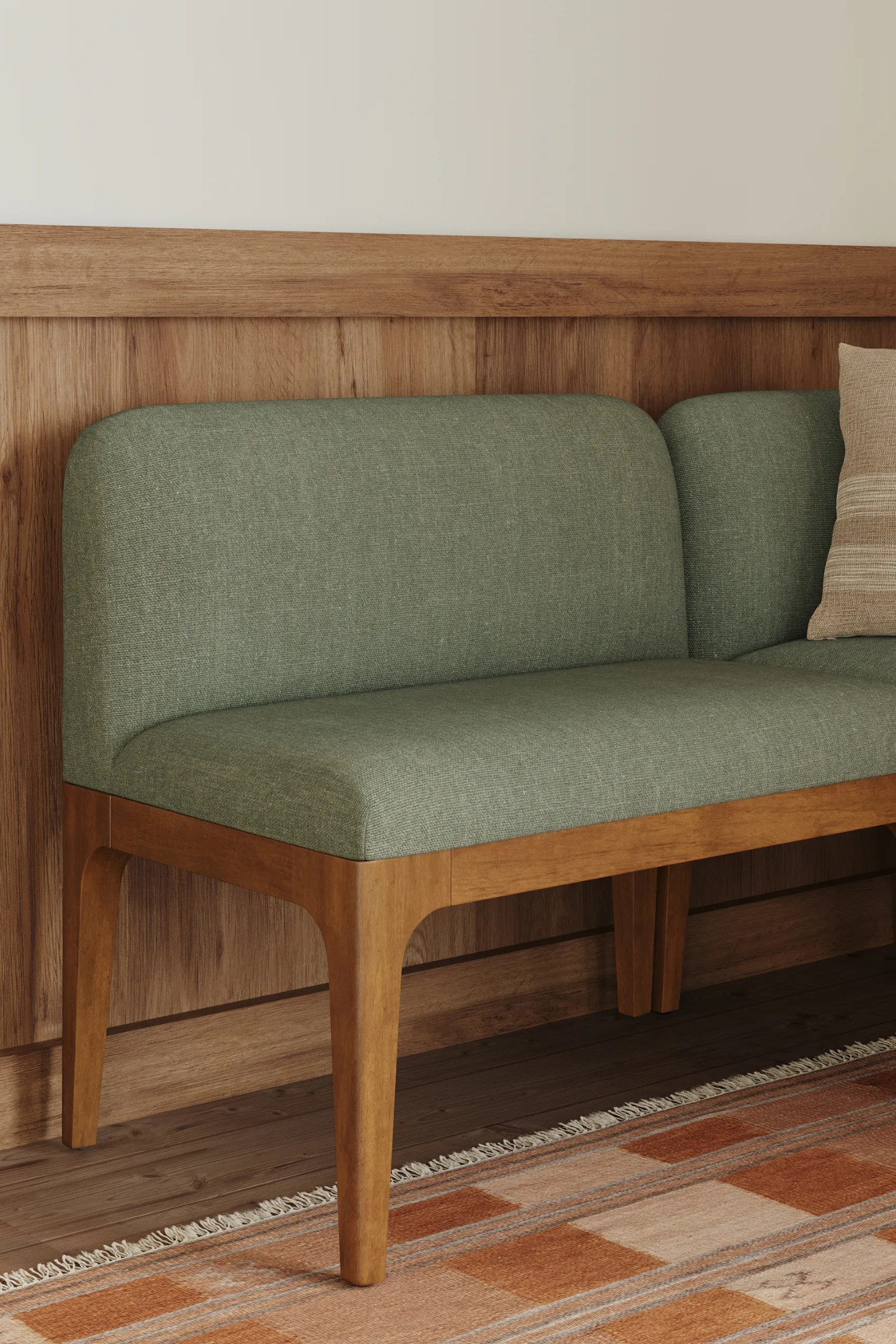 Article Rosin 55.75" Left Arm Banquette Set - Smoked Oak And Welsh Green