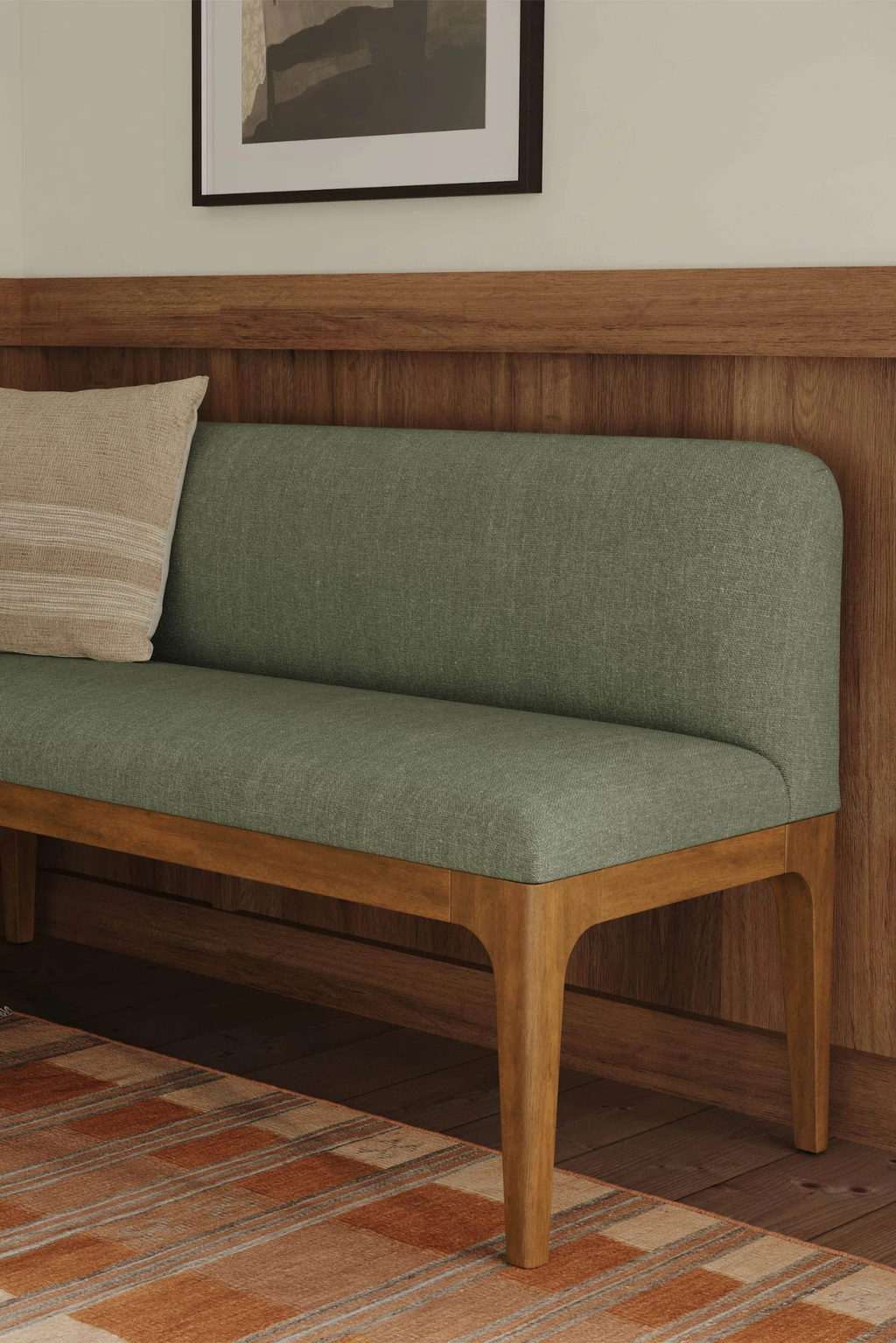 Article Rosin 55.75" Left Arm Banquette Set - Smoked Oak And Welsh Green