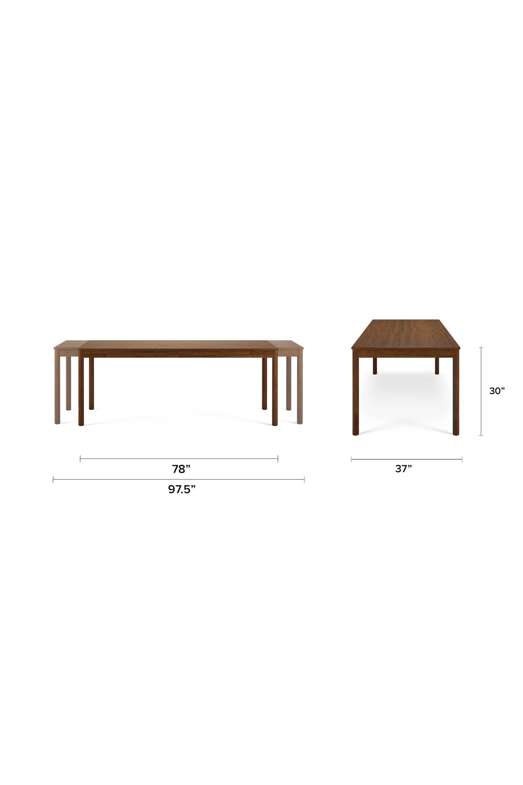 Article Heidi 78" - 97.5" Extendable Dining Table - Walnut