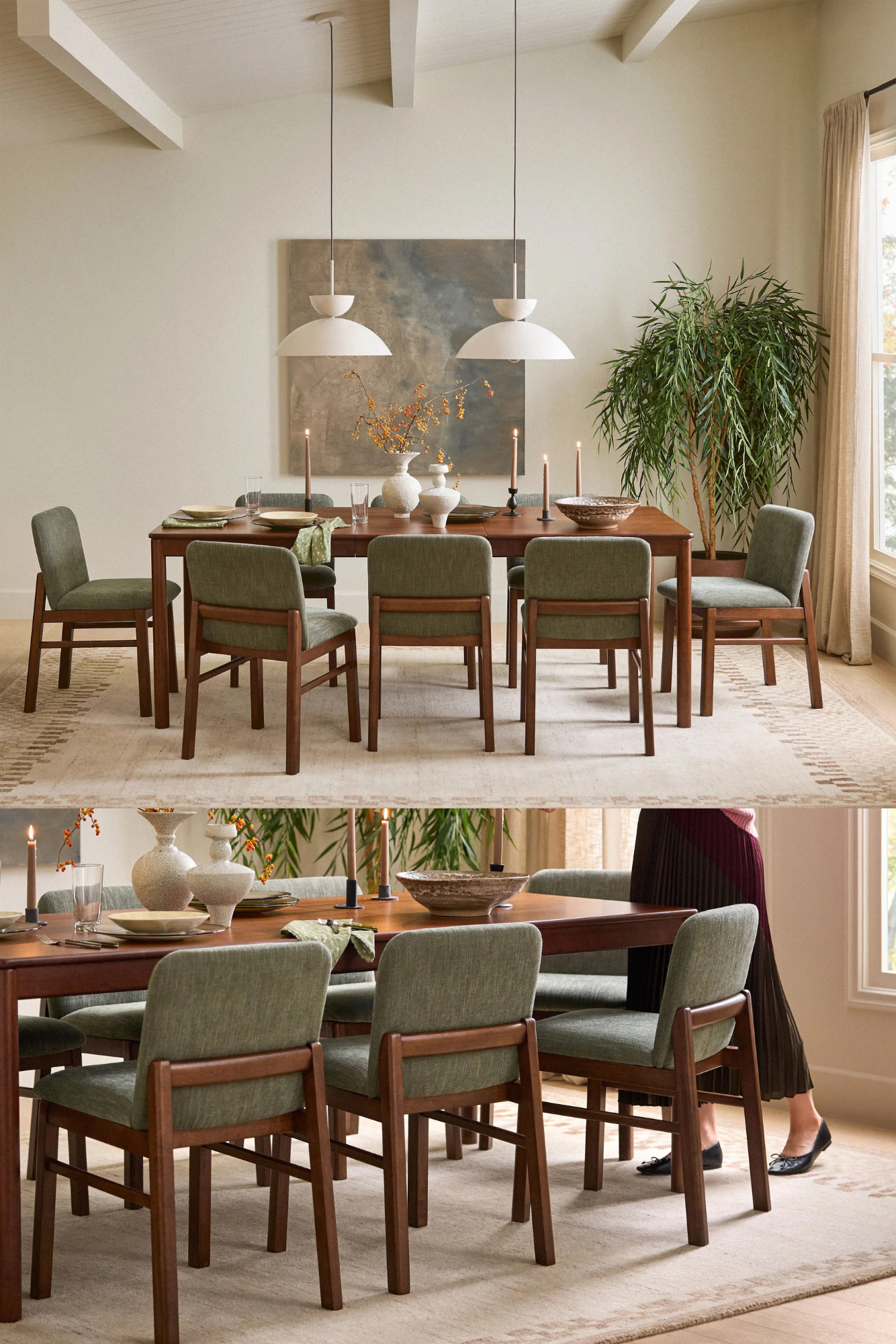 Article Mikkel Dining Chair - Walnut And Algonquin Green (Set of 6)