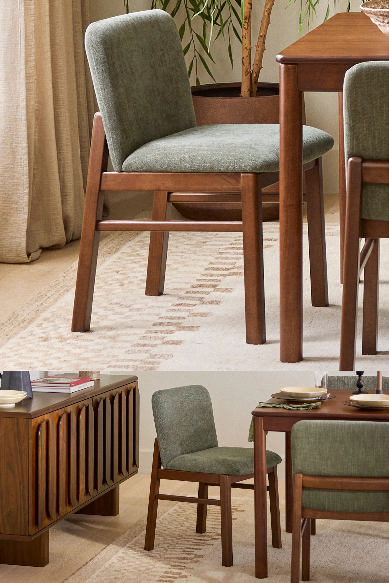 Article Mikkel Dining Chair - Walnut And Algonquin Green (Set of 6)