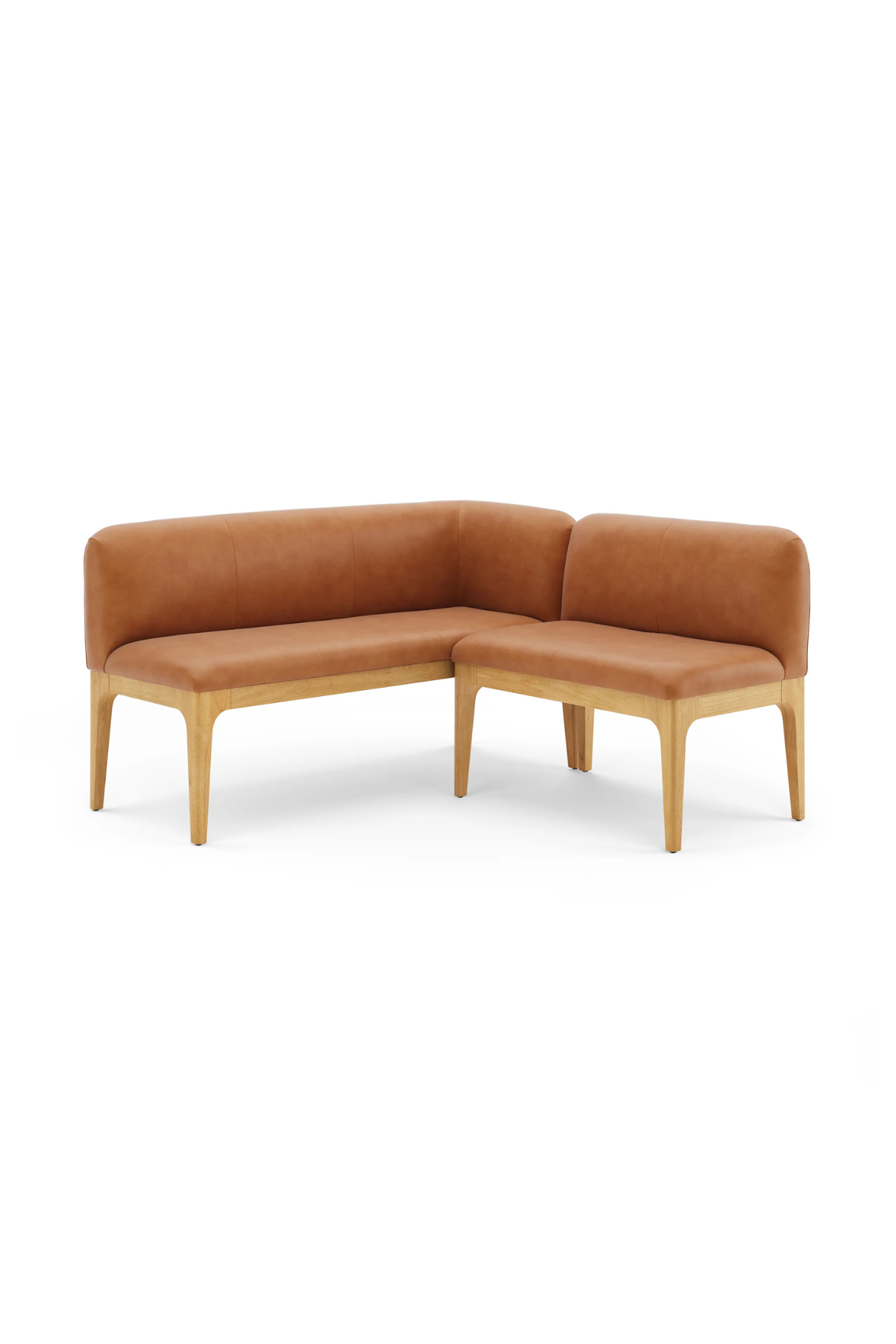 Article Rosin 55.75" Leather Right Arm Banquette Set - Natural Oak and Lucia Tan