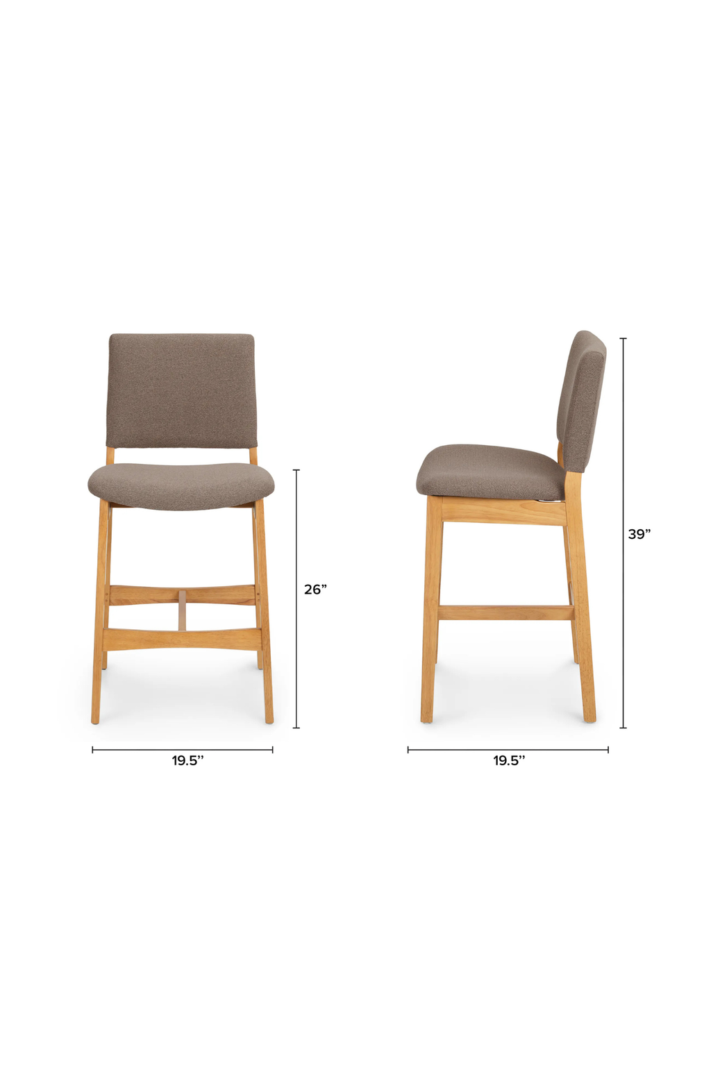 (Set of 2) Article Nosh Counter Stools - Oak and Ratine Brown