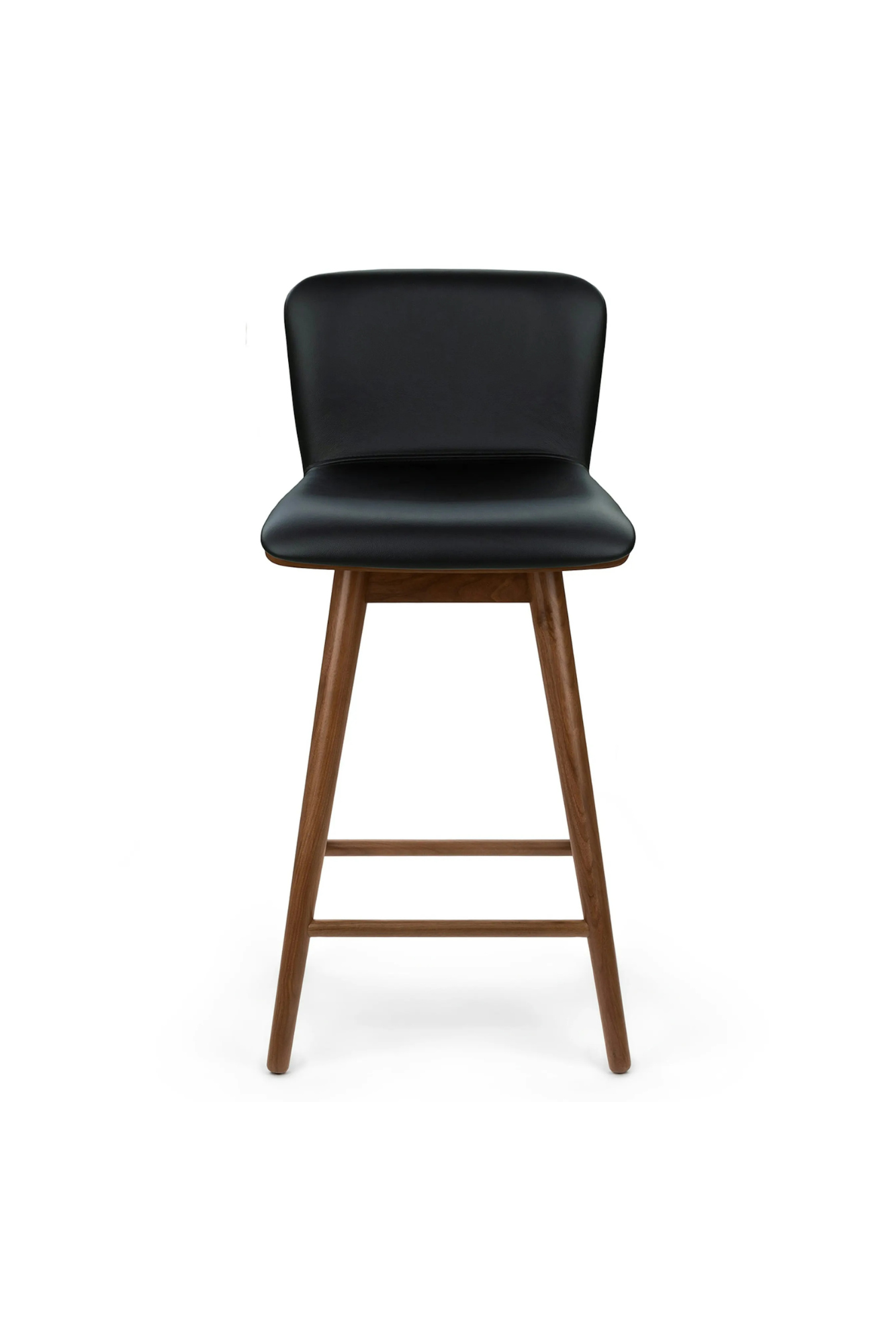 Article Sede Leather Swivel Counter Stool - Walnut And Black (Set of 4)