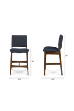 (Set of 2) Article Nosh Counter Stools - Walnut and Denim Blue