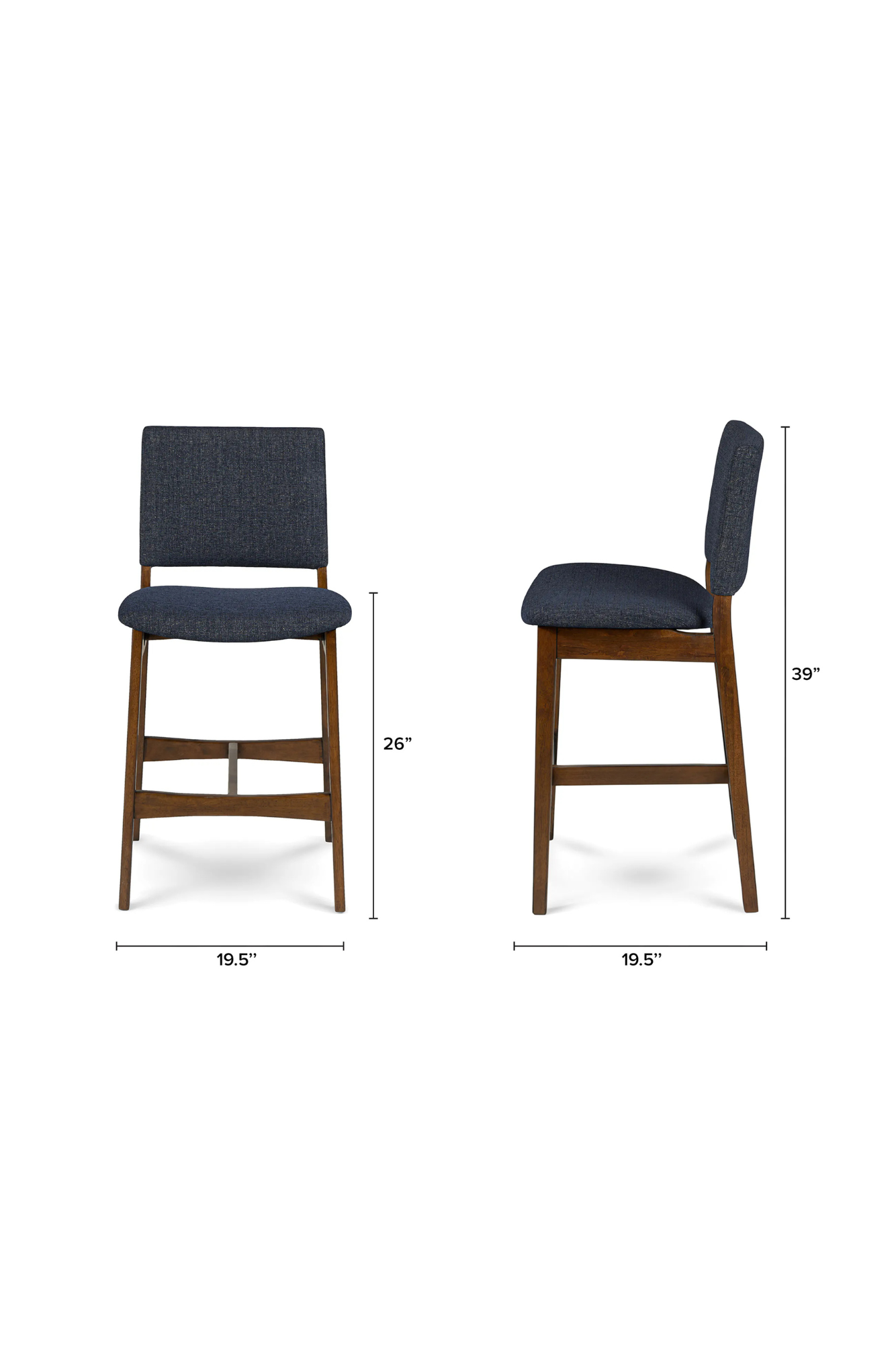 (Set of 2) Article Nosh Counter Stools - Walnut and Denim Blue