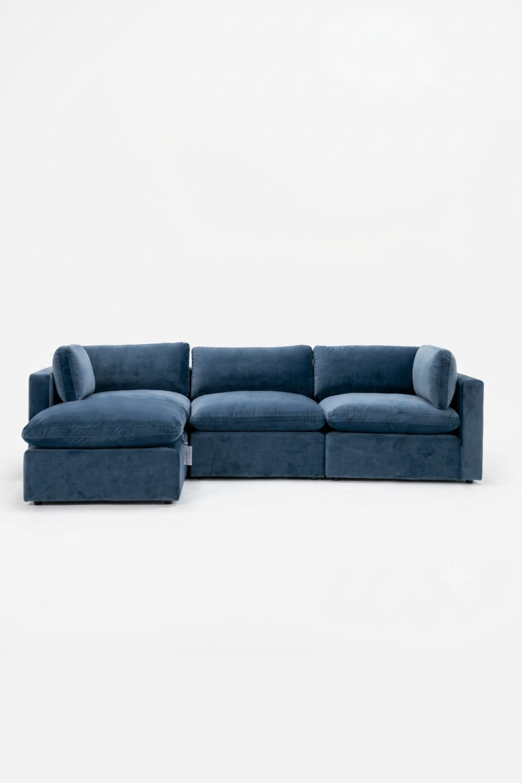 Bellamia Bella Pillow 3 Seater + Storage Ottoman - Dusty Blue Velvet