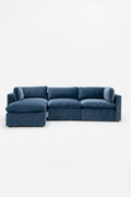 Bellamia Bella Pillow 3 Seater + Storage Ottoman - Dusty Blue Velvet