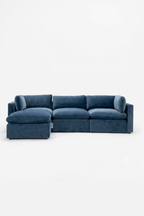 Bellamia Bella Pillow 3 Seater + Storage Ottoman - Dusty Blue Velvet