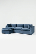 Bellamia Bella Pillow 3 Seater + Storage Ottoman - Dusty Blue Velvet