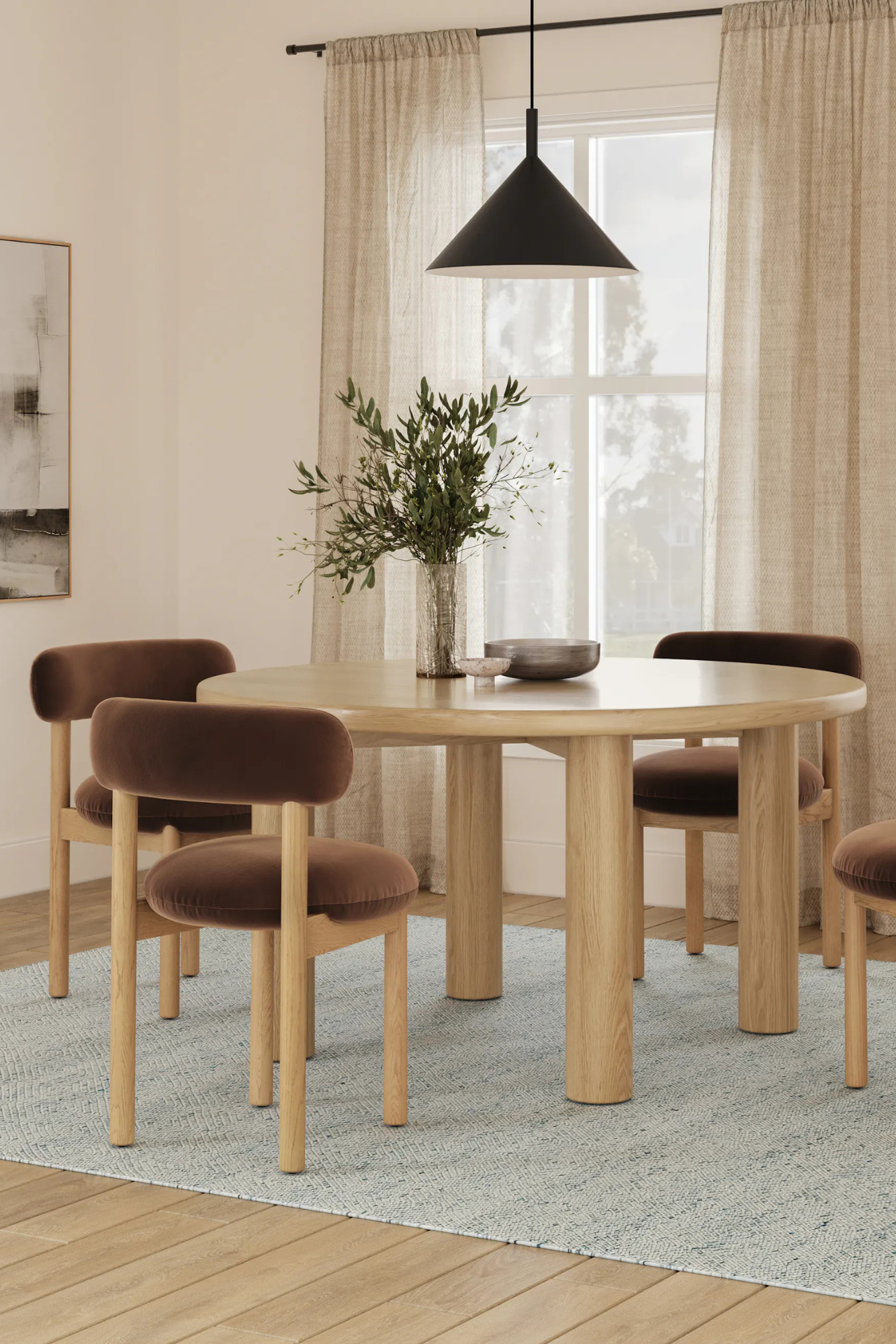 Article Munk Velvet Dining Chair - White Oak and Hale Earth (Set of 2)