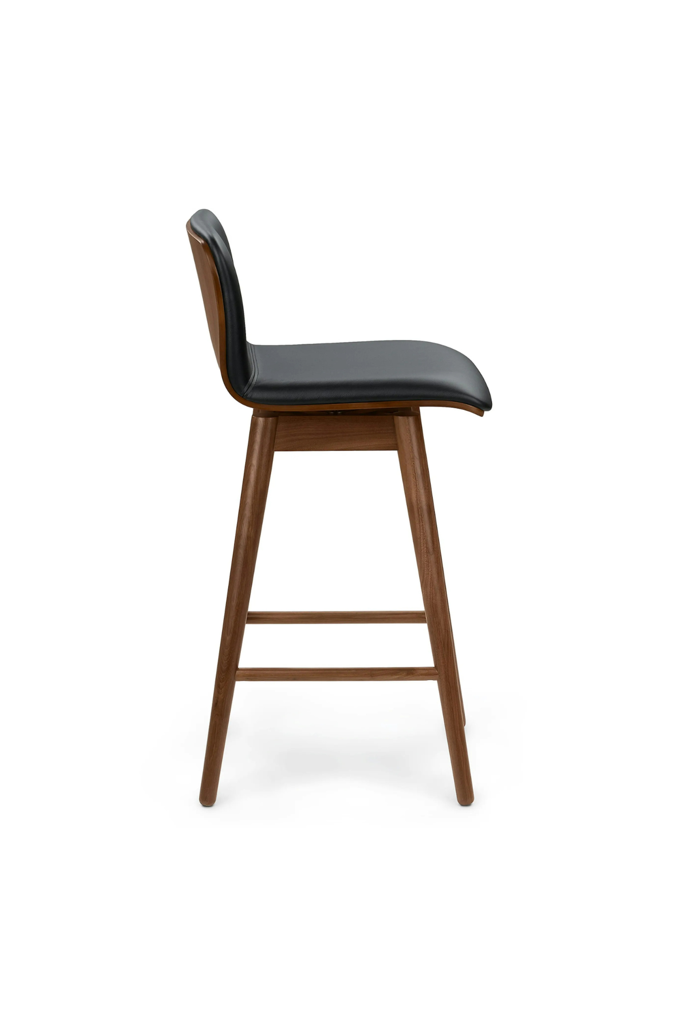 Article Sede Leather Swivel Counter Stool - Walnut And Black (Set of 4)