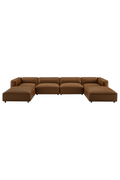 Modway Auren 6-Piece Upholstered Vegan Leather Modular Sofa in Coffee
