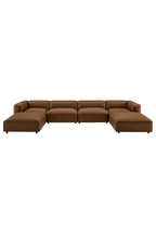 Modway Auren 6-Piece Upholstered Vegan Leather Modular Sofa in Coffee