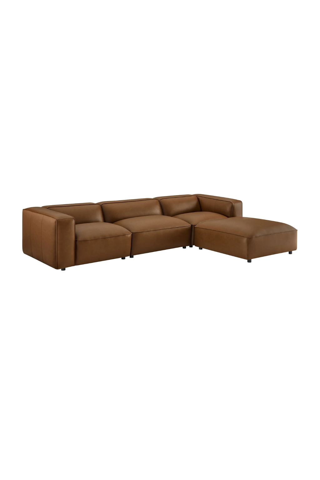 Modway Auren 4-Piece Upholstered Vegan Leather Modular Sofa in Coffee