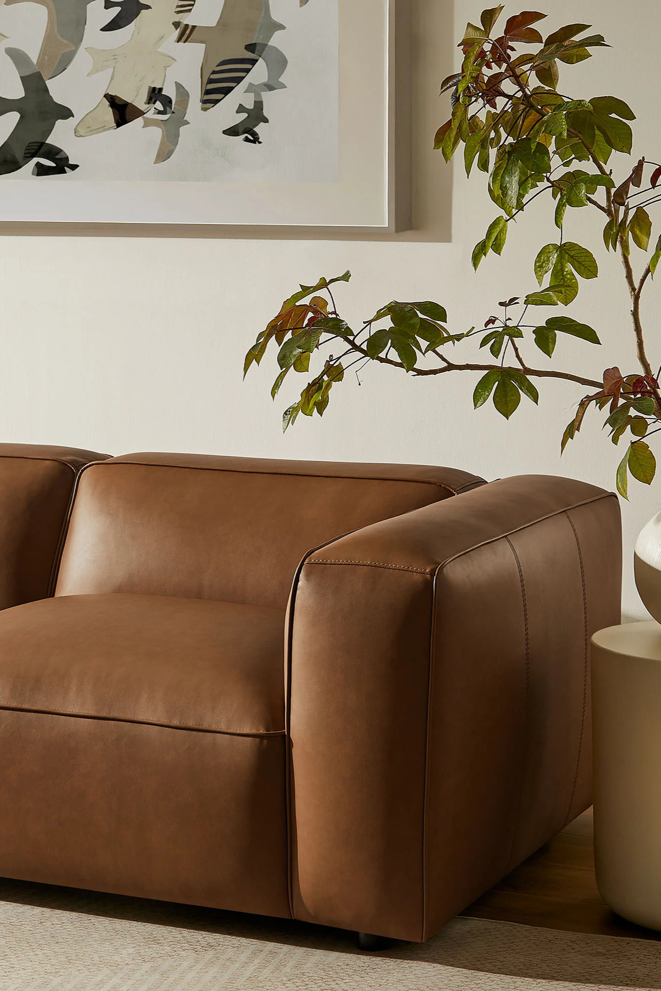 Modway Auren 6-Piece Upholstered Vegan Leather Modular Sofa in Coffee