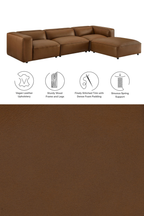 Modway Auren 6-Piece Upholstered Vegan Leather Modular Sofa in Coffee