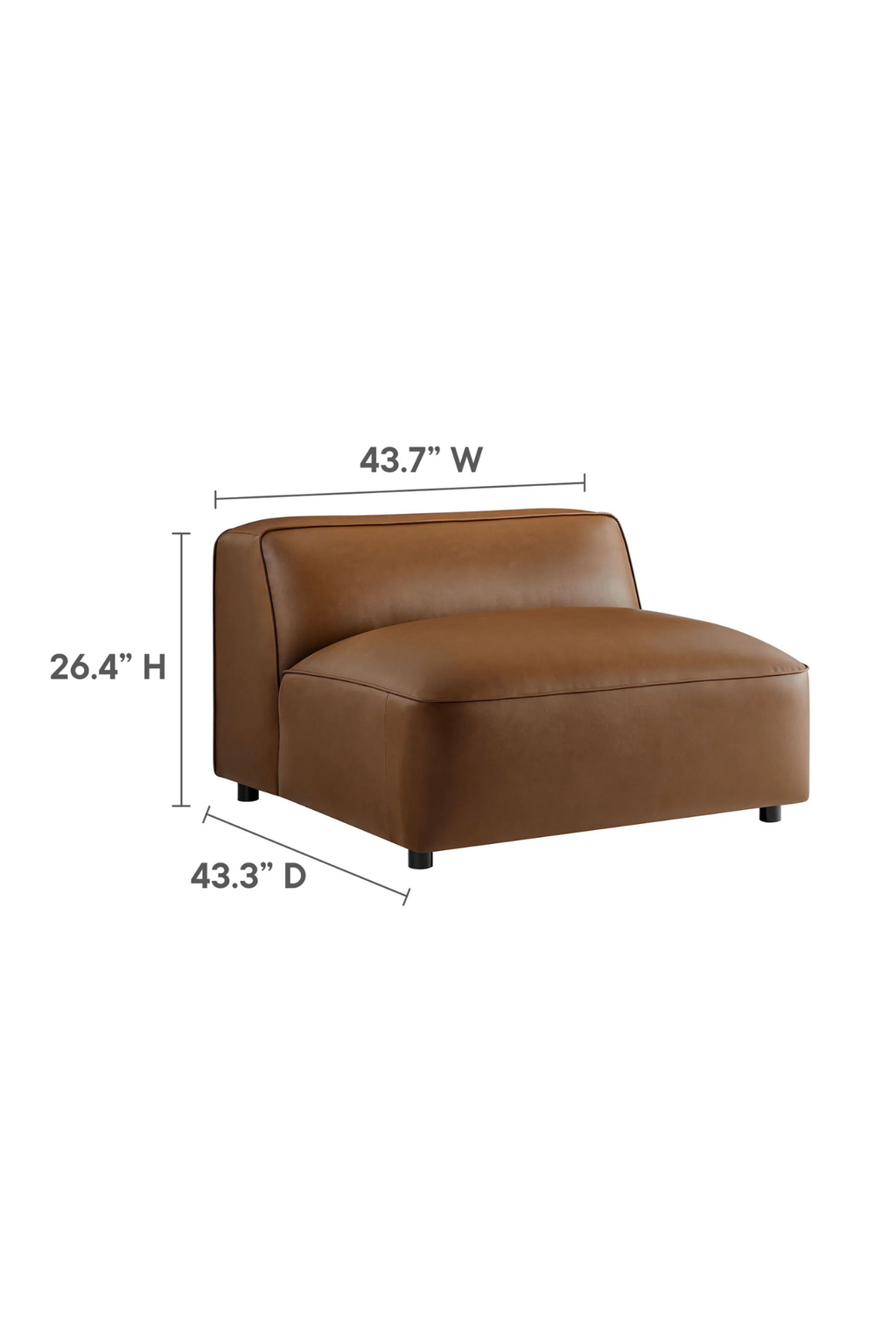 Modway Auren 6-Piece Upholstered Vegan Leather Modular Sofa in Coffee