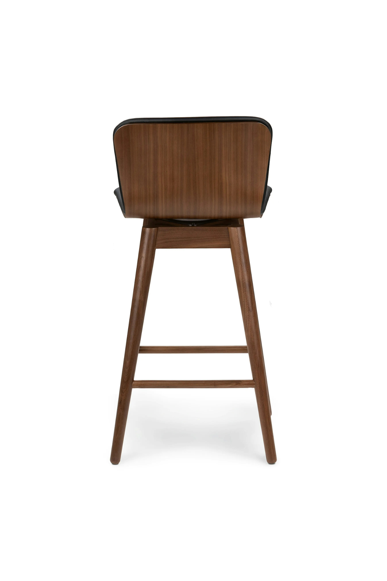 Article Sede Leather Swivel Counter Stool - Walnut And Black (Set of 4)