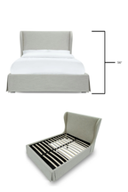Modus Hera Upholstered Skirted Storage Panel Bed in Oatmeal