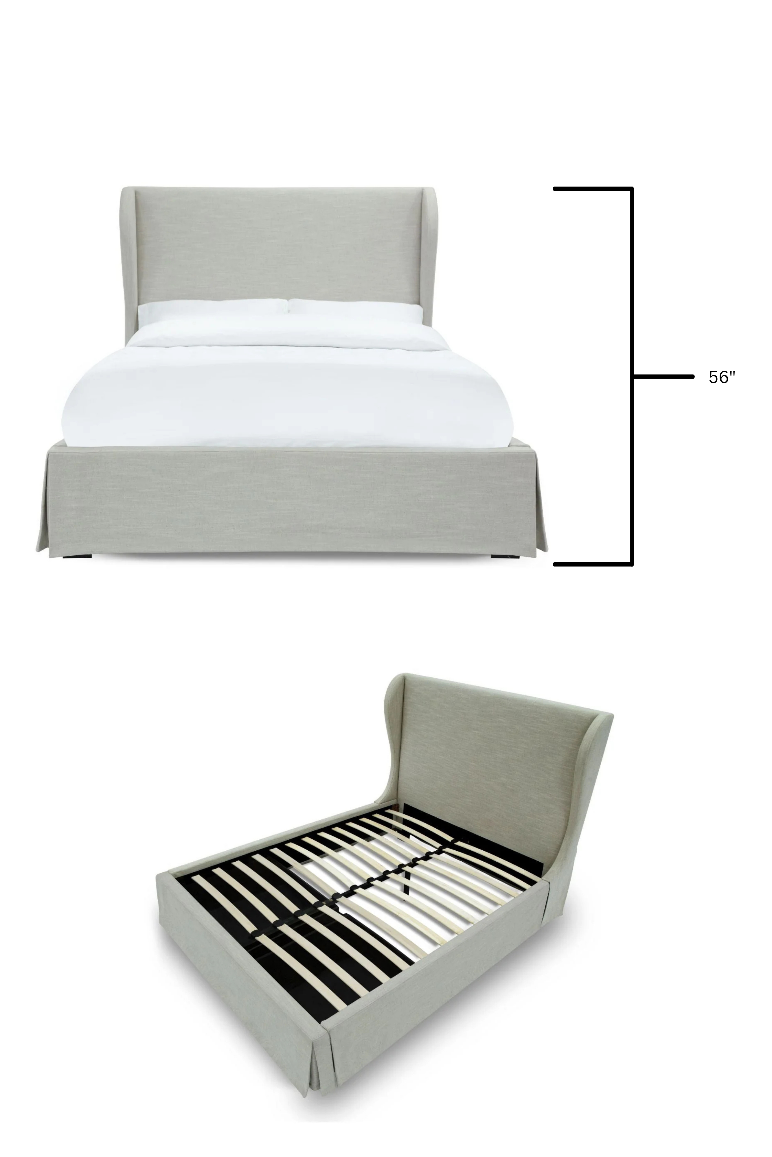 Modus Hera Upholstered Skirted Storage Panel Bed in Oatmeal