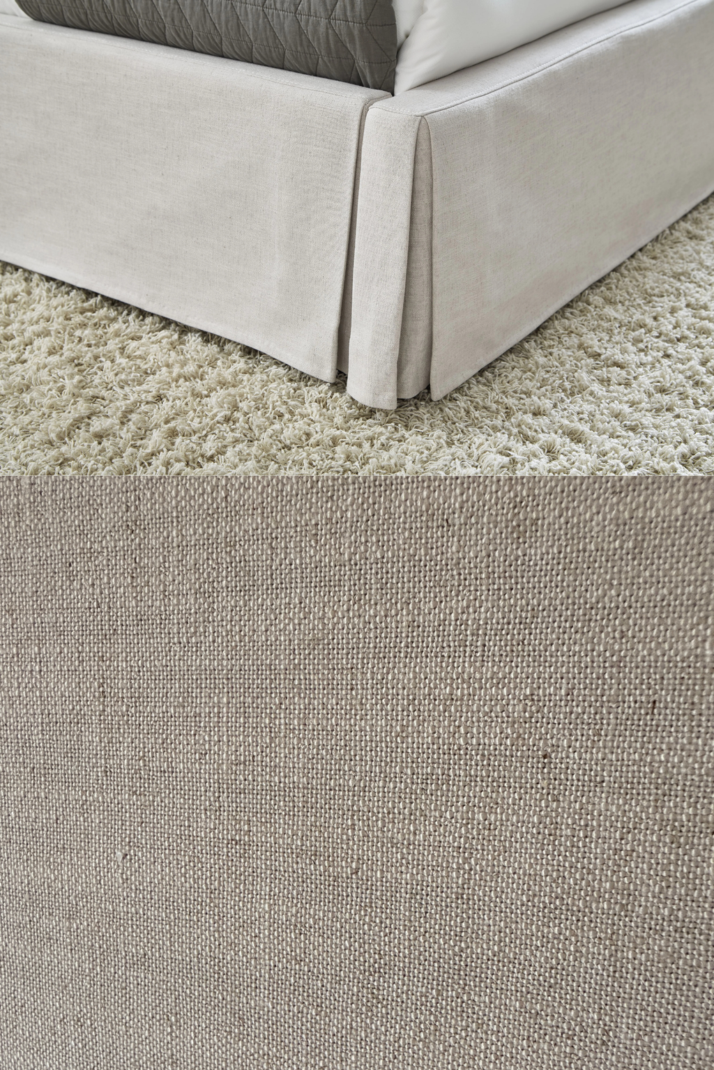 Modus Hera Upholstered Skirted Storage Panel Bed in Oatmeal