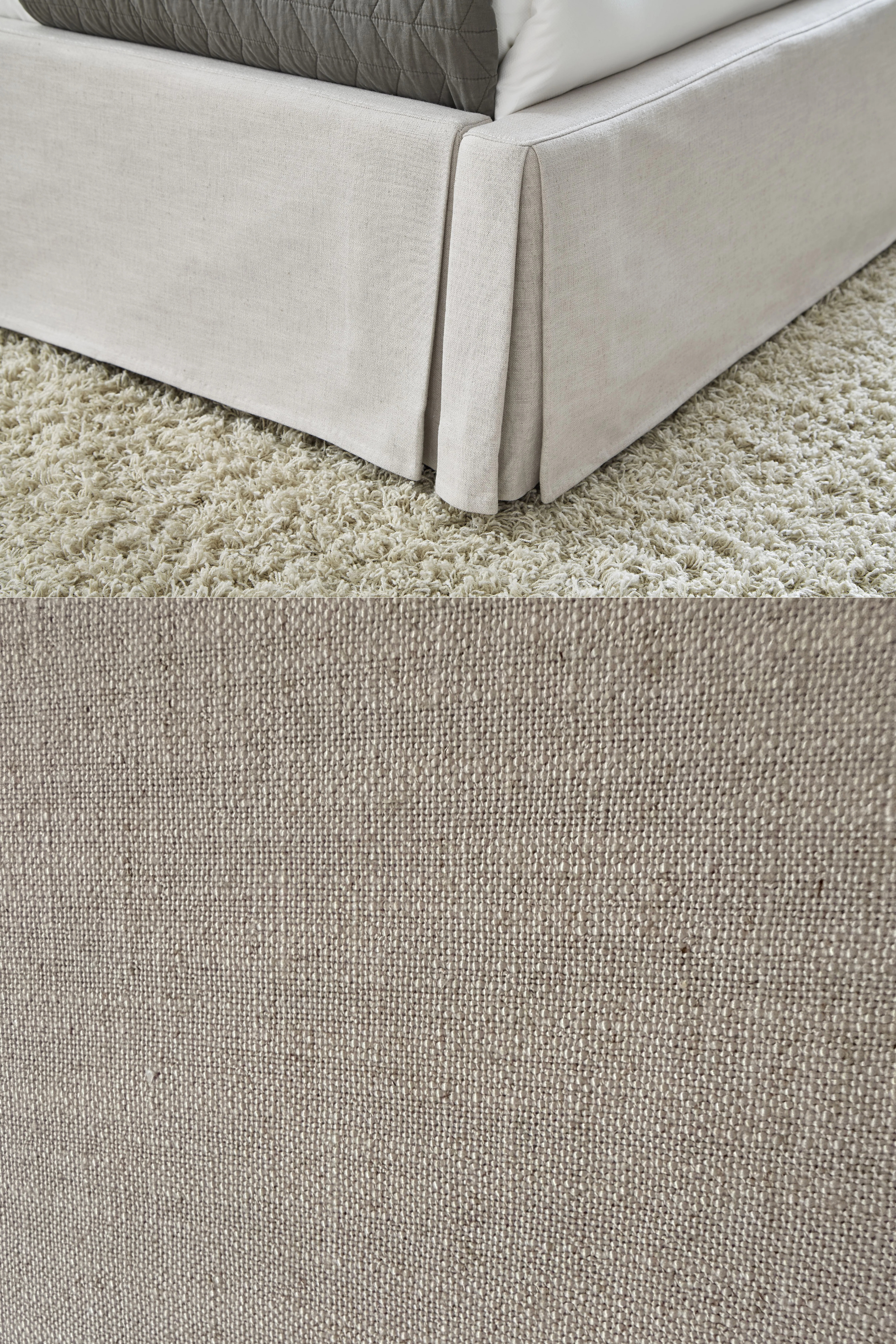 Modus Hera Upholstered Skirted Storage Panel Bed in Oatmeal