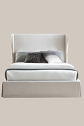 Modus Hera Upholstered Skirted Storage Panel Bed in Oatmeal