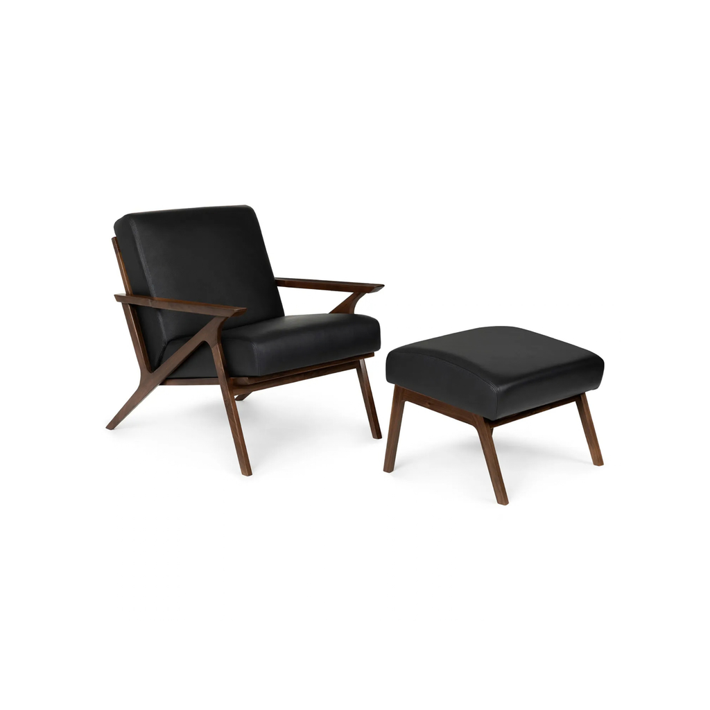 Article Otio 26" Leather Lounge Set - Walnut And Black