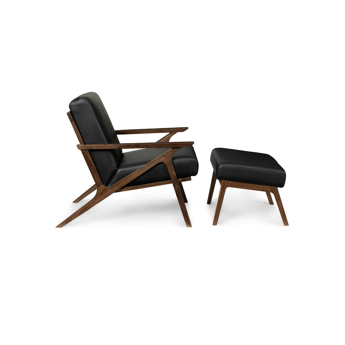 Article Otio 26" Leather Lounge Set - Walnut And Black