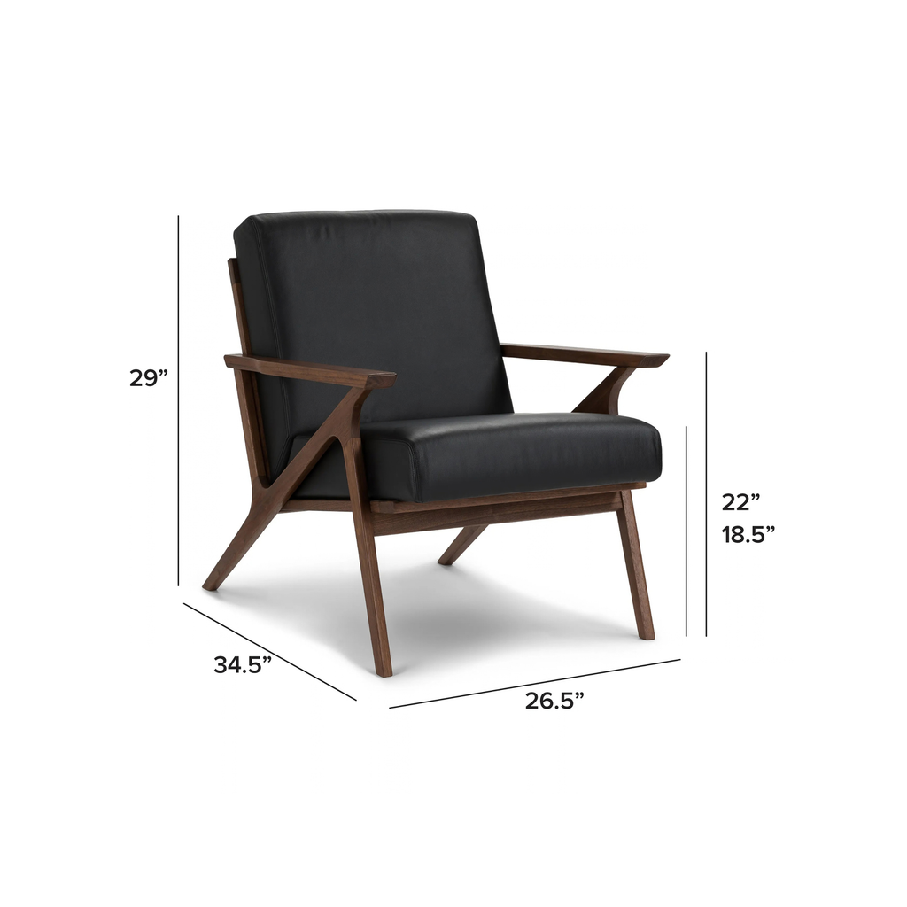 Article Otio 26" Leather Lounge Set - Walnut And Black