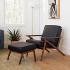 Article Otio 26" Leather Lounge Set - Walnut And Black
