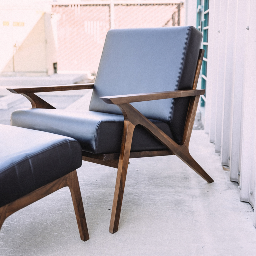 Article Otio 26" Leather Lounge Set - Walnut And Black