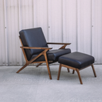 Article Otio 26" Leather Lounge Set - Walnut And Black