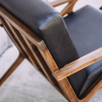 Article Otio 26" Leather Lounge Set - Walnut And Black