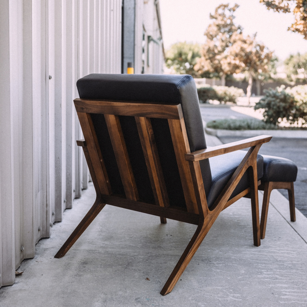 Article Otio 26" Leather Lounge Set - Walnut And Black