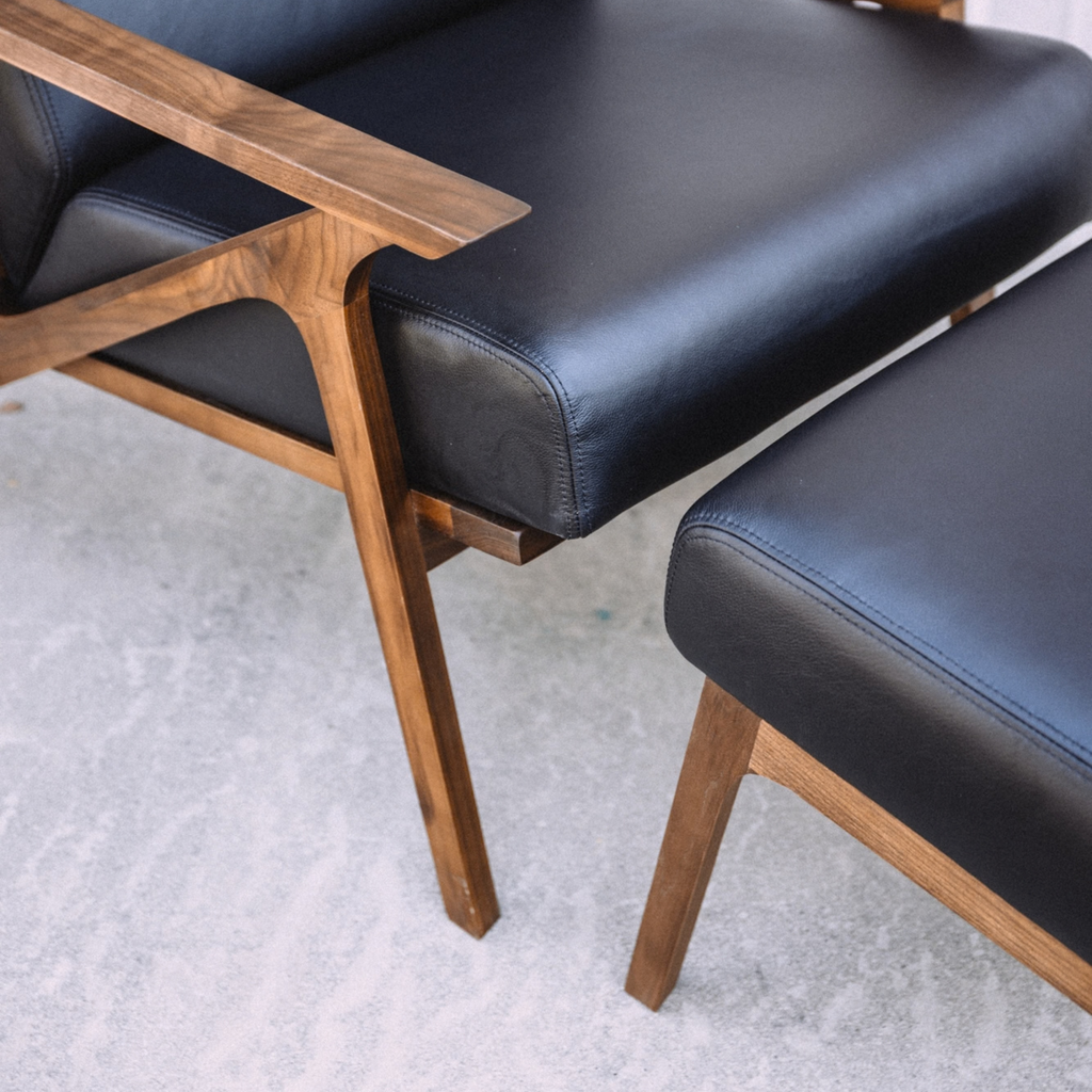 Article Otio 26" Leather Lounge Set - Walnut And Black