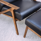 Article Otio 26" Leather Lounge Set - Walnut And Black