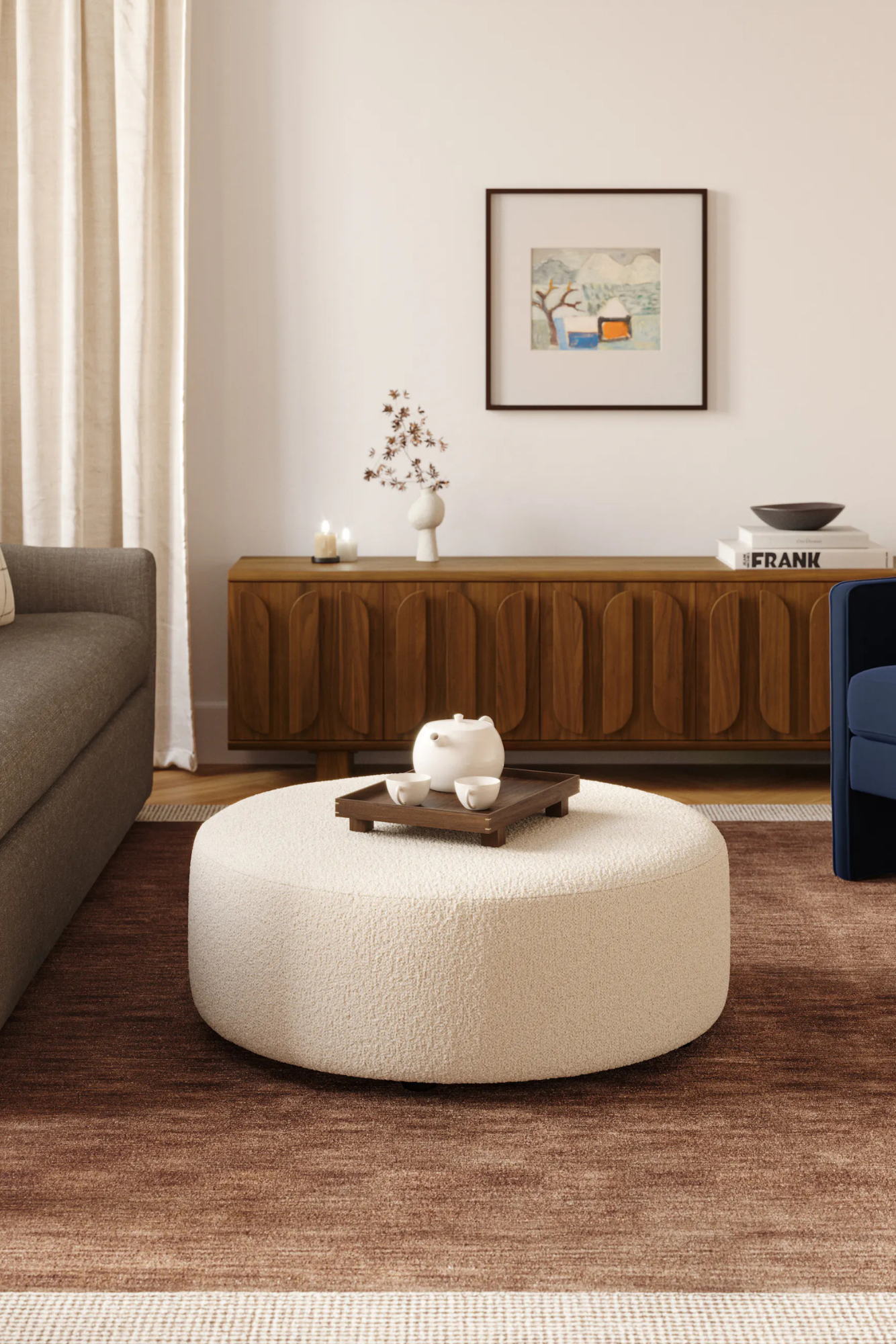Article Avery 36" Ottoman - Ivory Wool Bouclé