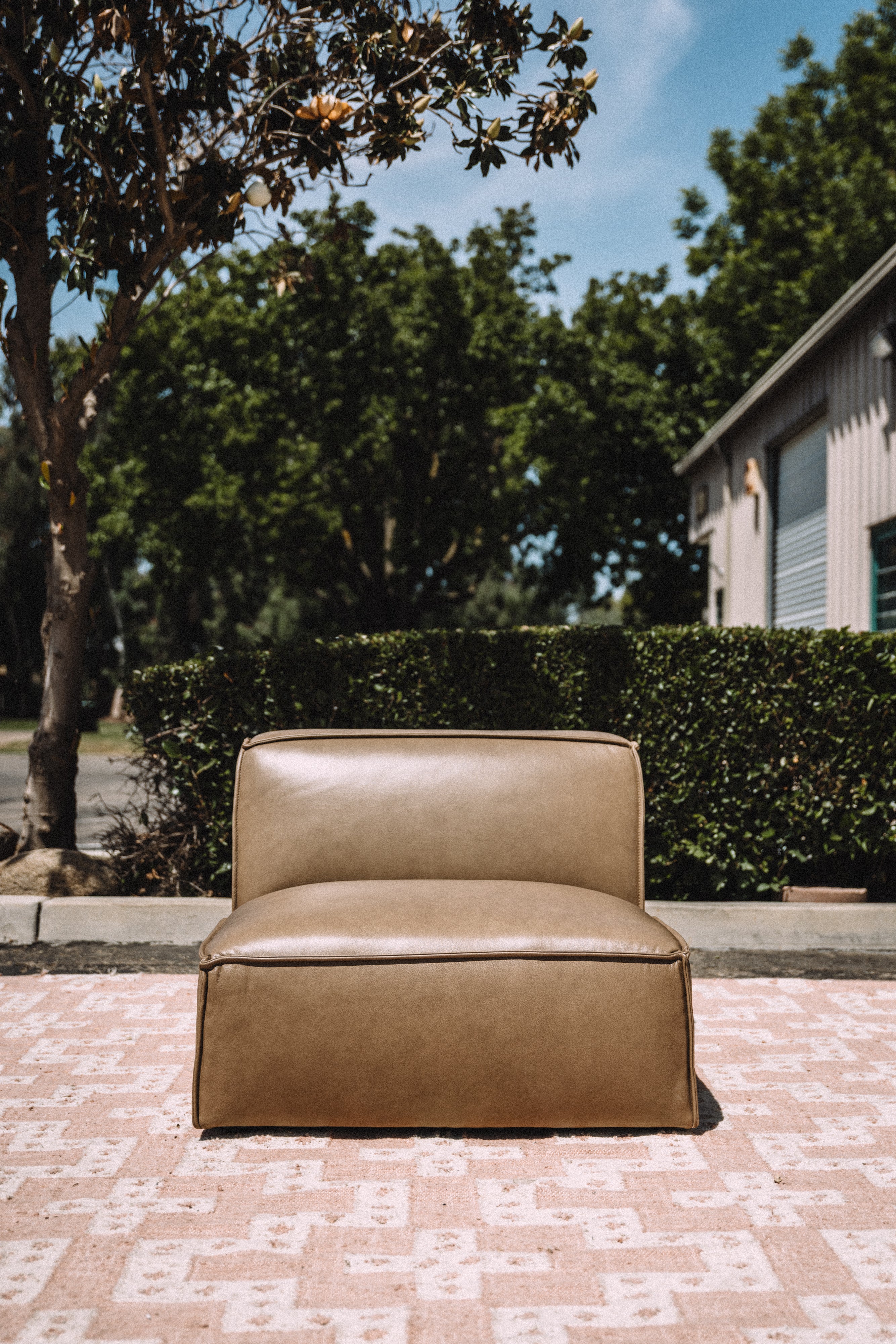 Castlery Jonathan Armless Chair in Taupe Top Grain Leather