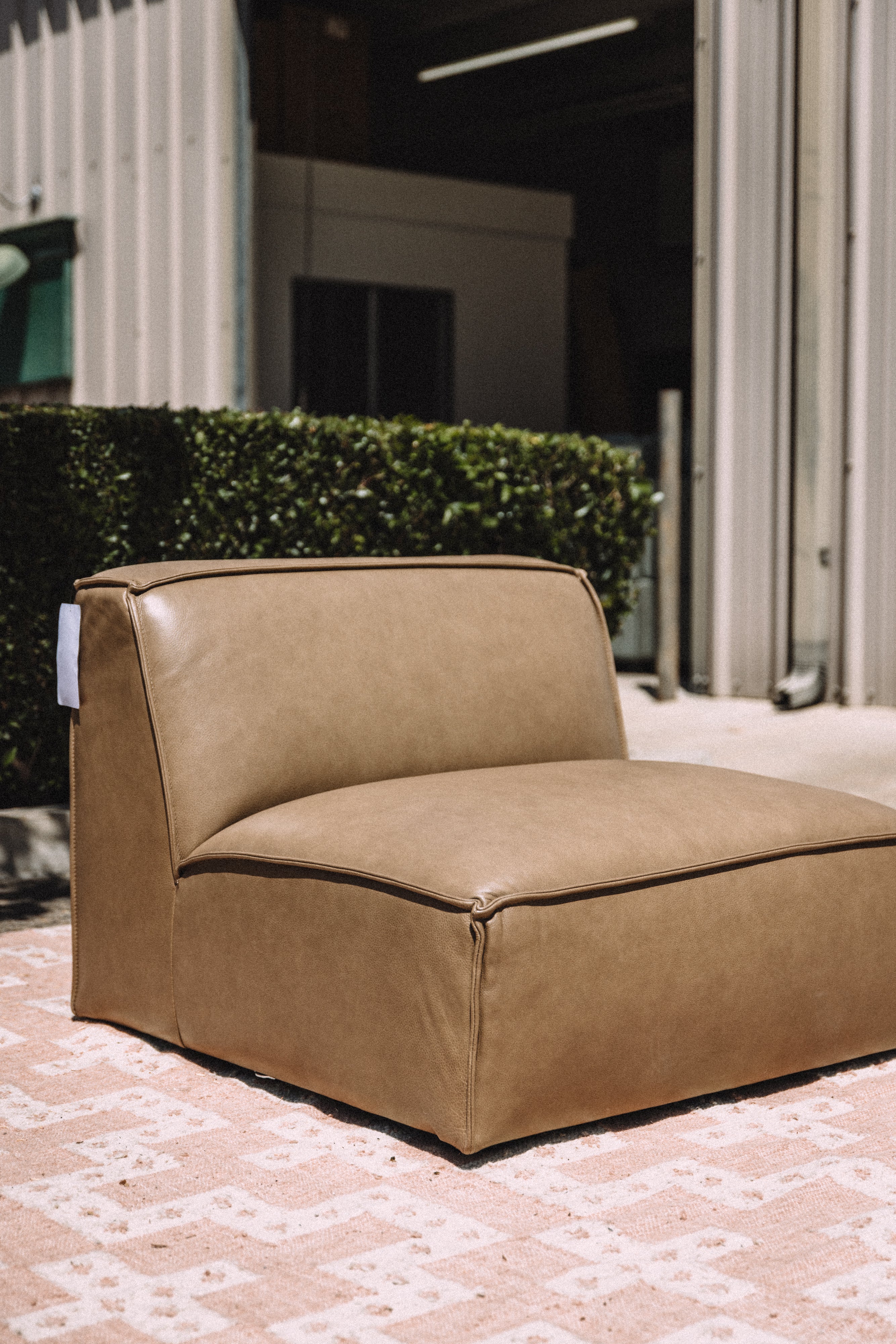 Castlery Jonathan Armless Chair in Taupe Top Grain Leather