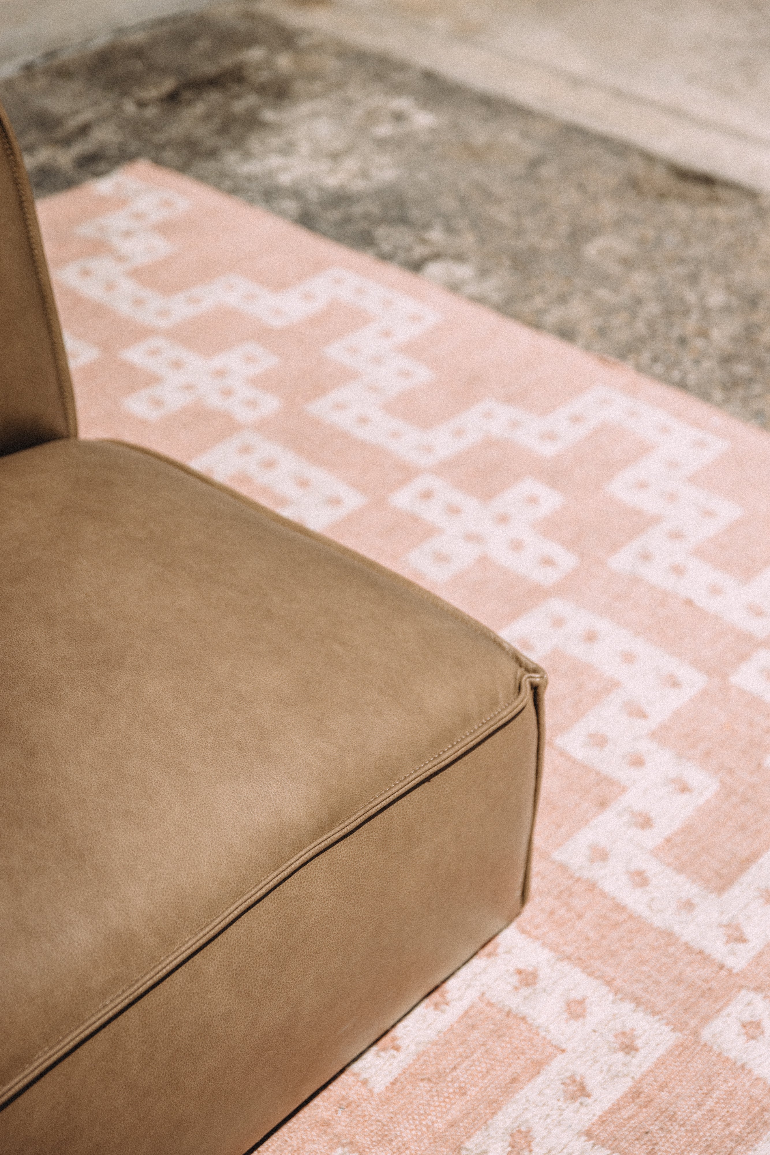 Castlery Jonathan Armless Chair in Taupe Top Grain Leather