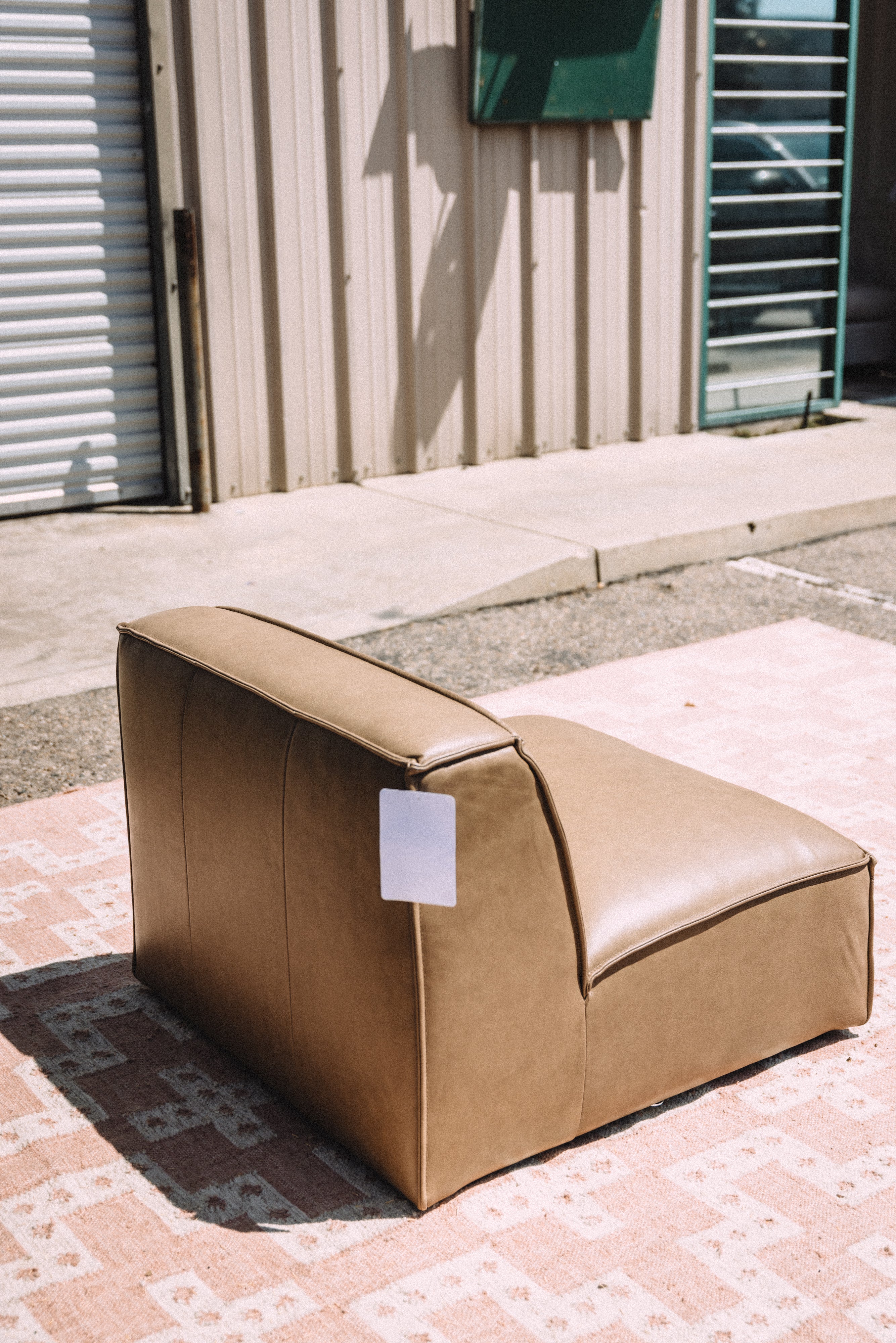 Castlery Jonathan Armless Chair in Taupe Top Grain Leather