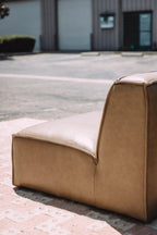 Castlery Jonathan Armless Chair in Taupe Top Grain Leather