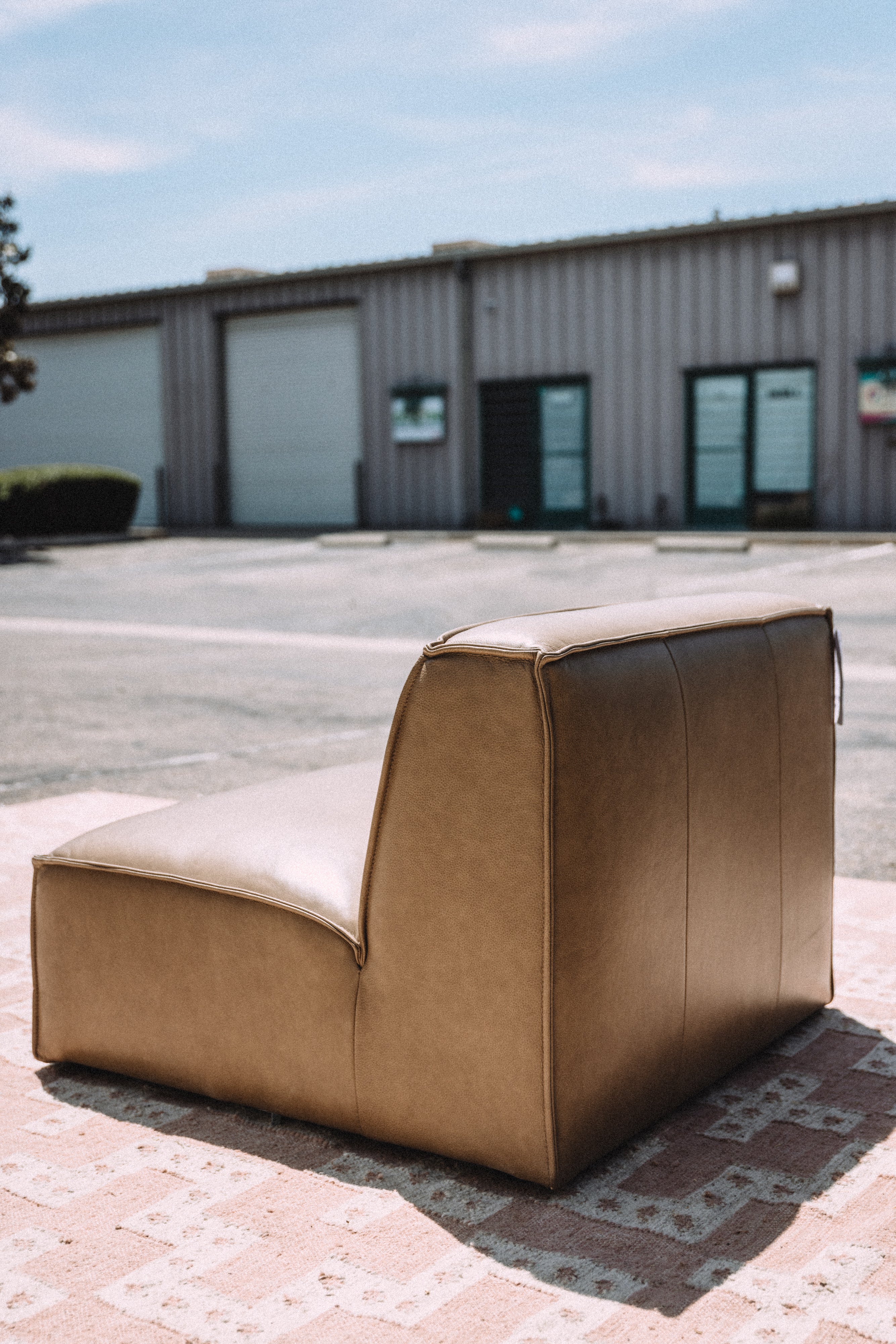 Castlery Jonathan Armless Chair in Taupe Top Grain Leather