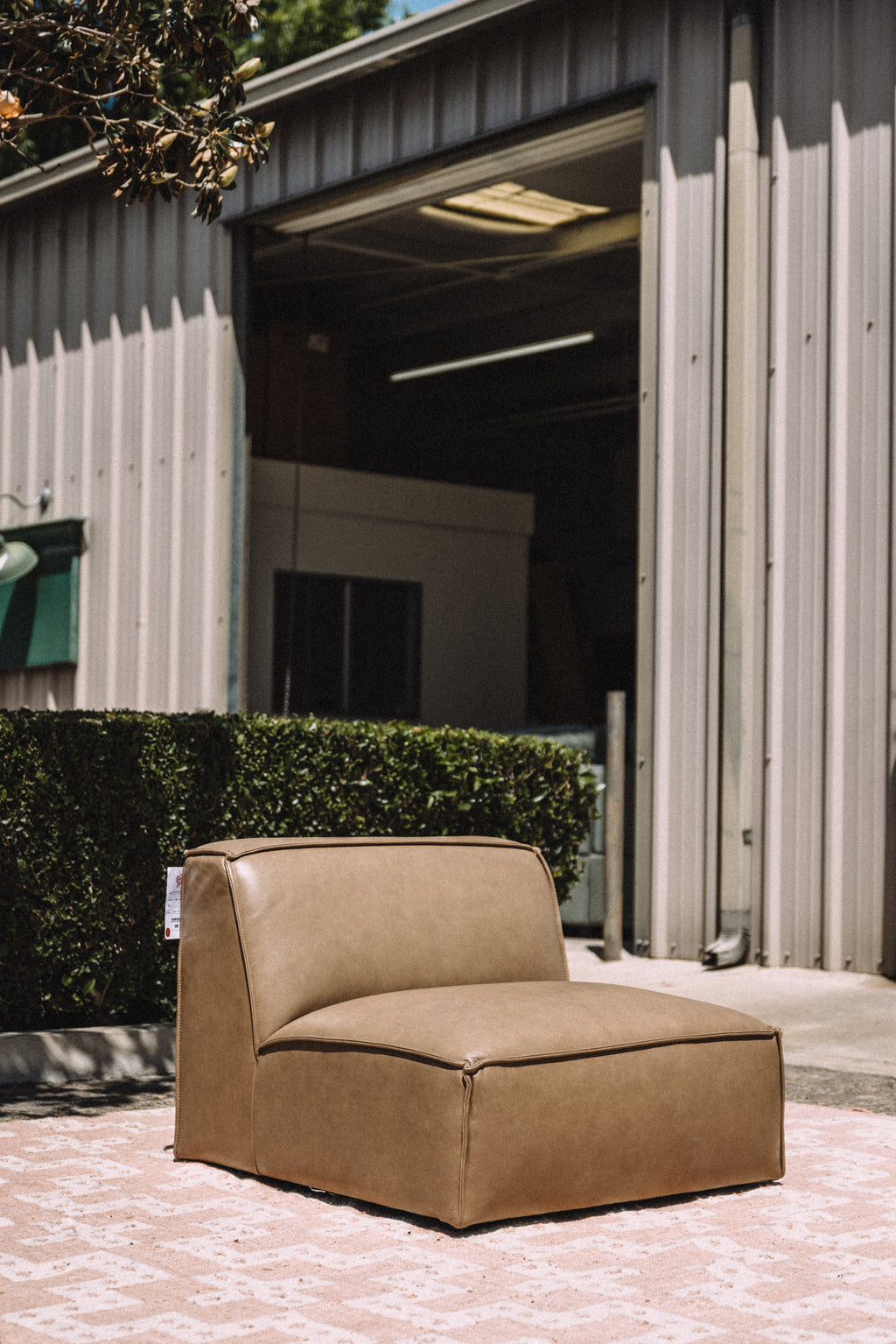 Castlery Jonathan Armless Chair in Taupe Top Grain Leather