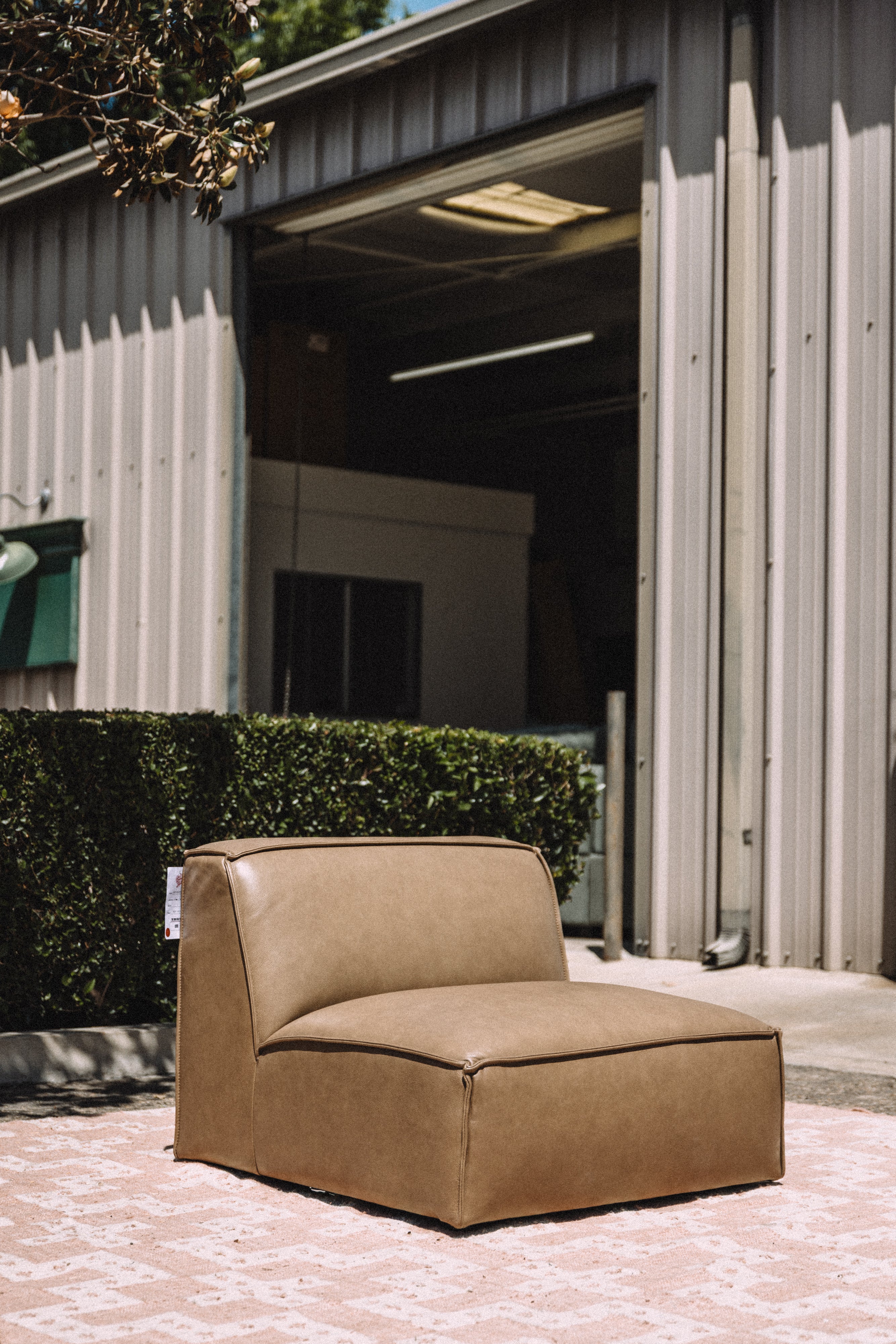 Castlery Jonathan Armless Chair in Taupe Top Grain Leather
