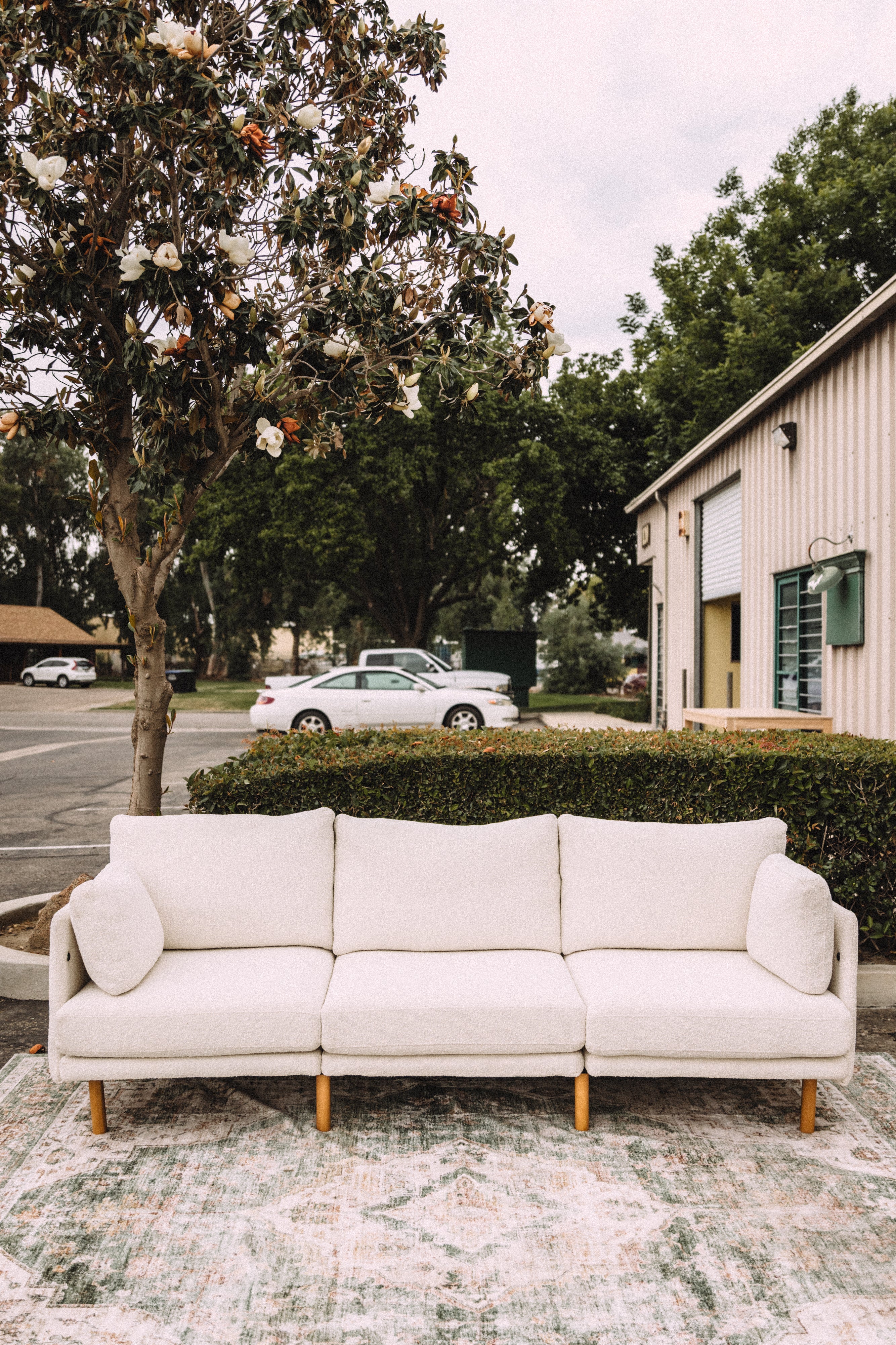 Burrow Field 3-Piece Sofa in Ivory Bouclé